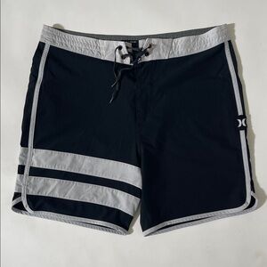 Hurley Men's Black and Gray Phantom Surf Shorts